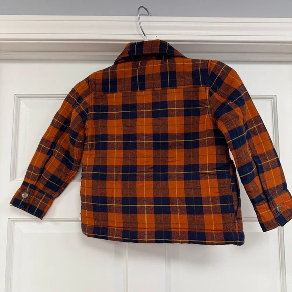 NWT Tommy Bahama Boy’s XS 4 Flannel Shacket Sherpa Lined Orange Blue Shirt NEW - Picture 2 of 7